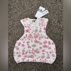 Zara Pink Floral Knit Crop Top